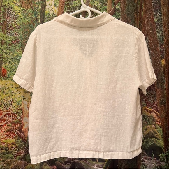 Cut Loose Short sleeve white Linen Button Up Shirt Size medium - Picture 7 of 10